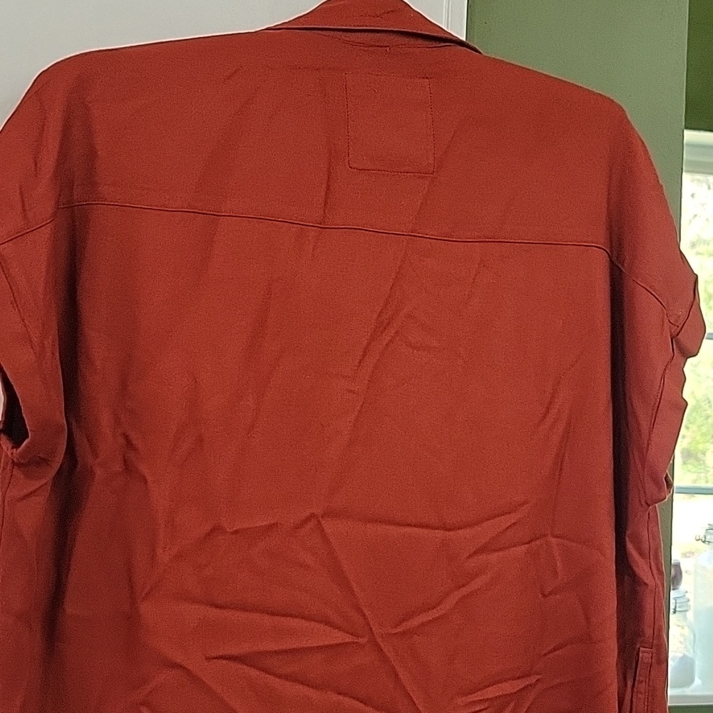 SO Rust-Red Button Front Shirt Dress - Picture 5 of 6